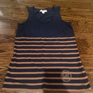 Michael Kors Size S Navy Brown Striped Tank Top MK  Logo